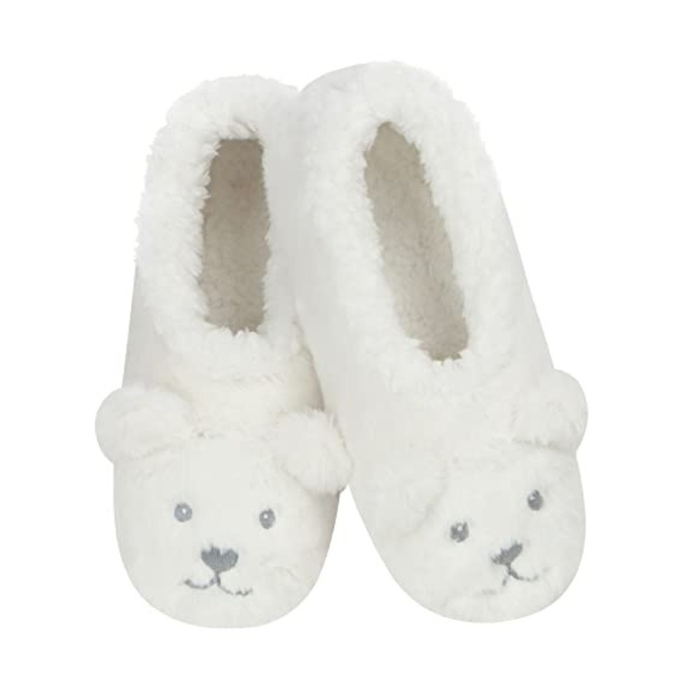 Snoozies Polar Bear Slippers‎ Womens White Sherpa Lined Anti Skid 7/8 NWT